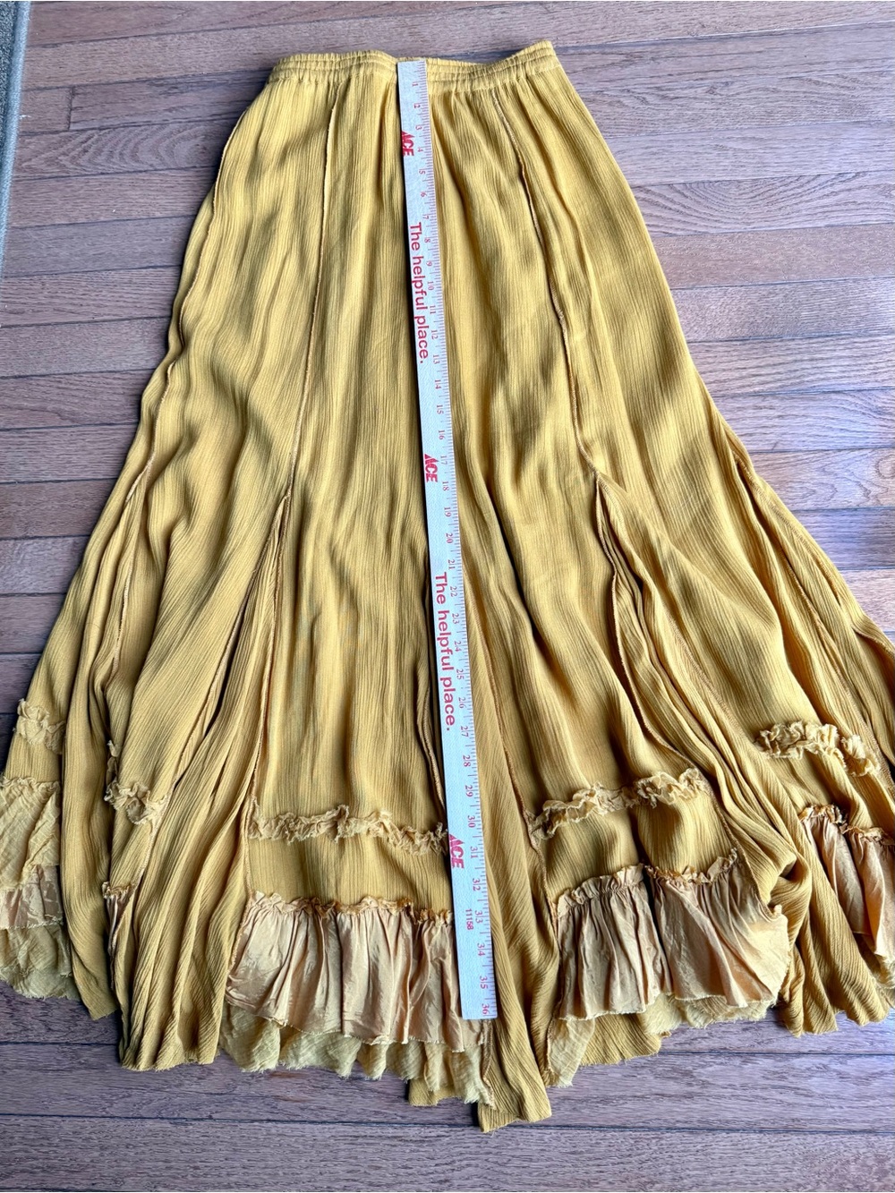 Free People FP One Golden Mustard Boho Maxi Skirt XS (stretches to a Medium) - Picture 7 of 7